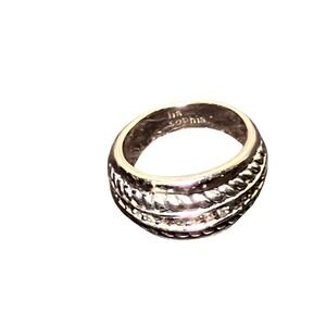Lia Sophia Size 9 Multi Row Rope Crystal Band Ring Women's Silver Tone